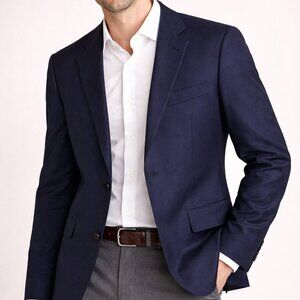 MASSIMO DUTTI Men’s 100% Wool Dark blue Blazer Italian Fabric Classic EU 48 US M